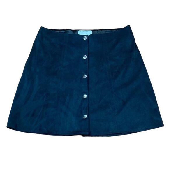 Kendall And Kylie Black Faux Suede Button Up Skirt, Size L - Picture 2 of 6